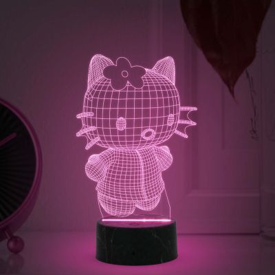 3D Illusion Hello Kitty Led Night Lamp with multicolored Light Best Gift for Children Girls Gift for Cartoon Lover
